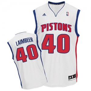 Maillot NBA Detroit Pistons #40 Bill Laimbeer Blanc Adidas Swingman Home - Homme