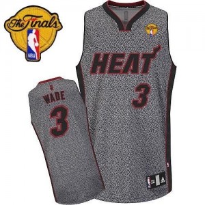 Maillot Authentic Miami Heat NBA Static Fashion Finals Patch Gris - #3 Dwyane Wade - Homme