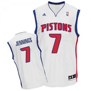Maillot NBA Detroit Pistons #7 Brandon Jennings Blanc Adidas Swingman Home - Homme