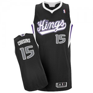 Maillot NBA Sacramento Kings #15 DeMarcus Cousins Noir Adidas Authentic Alternate - Homme
