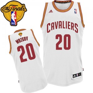 Maillot NBA Cleveland Cavaliers #20 Timofey Mozgov Blanc Adidas Swingman Home 2015 The Finals Patch - Homme