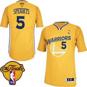Maillot NBA Or Marreese Speights #5 Golden State Warriors Alternate 2015 The Finals Patch Authentic Homme Adidas