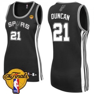 Maillot NBA Authentic Tim Duncan #21 San Antonio Spurs Road Finals Patch Noir - Femme