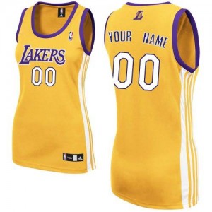 Maillot Adidas Or Home Los Angeles Lakers - Authentic Personnalisé - Femme