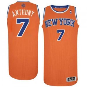 Maillot NBA Orange Carmelo Anthony #7 New York Knicks Alternate Authentic Homme Adidas