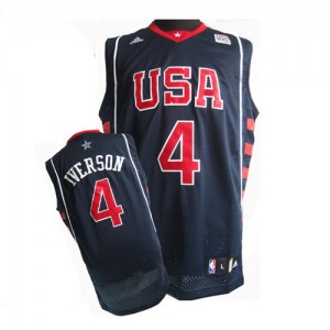 Team USA #4 Nike Summer Olympics Bleu marin Swingman Maillot d'équipe de NBA à vendre - Allen Iverson pour Homme