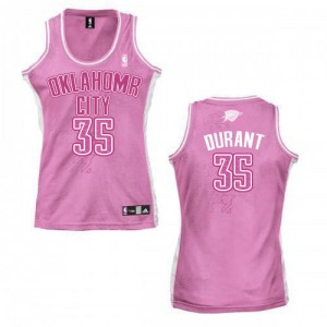 Maillot NBA Oklahoma City Thunder #35 Kevin Durant Rose Adidas Authentic Fashion - Femme