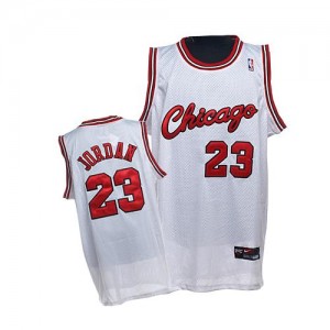 Maillot NBA Authentic Michael Jordan #23 Chicago Bulls Throwback Crabbed Typeface Blanc - Homme