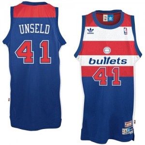 Maillot NBA Bleu Wes Unseld #41 Washington Wizards Bullets Throwback Authentic Homme Adidas