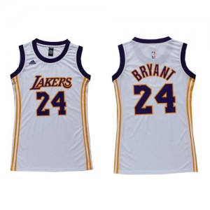 Maillot NBA Los Angeles Lakers #24 Kobe Bryant Blanc Adidas Authentic Dress - Femme