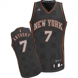 Maillot NBA New York Knicks #7 Carmelo Anthony Noir Adidas Swingman Rhythm Fashion - Femme