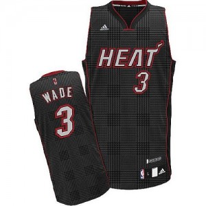 Maillot NBA Miami Heat #3 Dwyane Wade Noir Adidas Swingman Rhythm Fashion - Homme