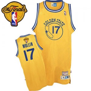 Maillot NBA Or Chris Mullin #17 Golden State Warriors Throwback 2015 The Finals Patch Authentic Homme Adidas