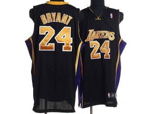 Maillot NBA Noir / Or Kobe Bryant #24 Los Angeles Lakers Champions Patch Authentic Homme Adidas