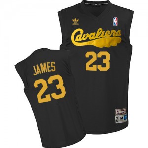 Maillot NBA Cleveland Cavaliers #23 LeBron James Noir Adidas Authentic Throwback - Homme