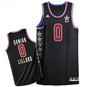 Maillot NBA Portland Trail Blazers #0 Damian Lillard Noir Adidas Swingman 2015 All Star - Homme