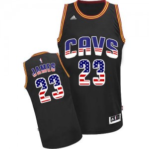 Cleveland Cavaliers #23 Adidas USA Flag Fashion Noir Authentic Maillot d'équipe de NBA Remise - LeBron James pour Homme