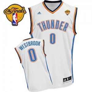 Oklahoma City Thunder #0 Adidas Home Finals Patch Blanc Swingman Maillot d'équipe de NBA achats en ligne - Russell Westbrook pour Homme