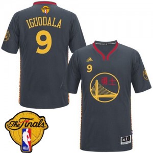 Maillot NBA Golden State Warriors #9 Andre Iguodala Noir Adidas Swingman Slate Chinese New Year 2015 The Finals Patch - Homme