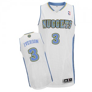 Maillot Authentic Denver Nuggets NBA Home Blanc - #3 Allen Iverson - Homme