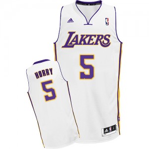 Maillot NBA Los Angeles Lakers #5 Robert Horry Blanc Adidas Swingman Alternate - Homme
