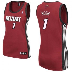 Maillot Adidas Rouge Alternate Authentic Miami Heat - Chris Bosh #1 - Femme