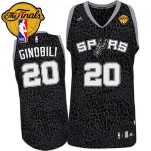 Maillot NBA Noir Manu Ginobili #20 San Antonio Spurs Crazy Light Finals Patch Authentic Homme Adidas