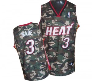 Miami Heat #3 Adidas Stealth Collection Finals Patch Camo Authentic Maillot d'équipe de NBA Magasin d'usine - Dwyane Wade pour Homme