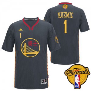 Maillot NBA Golden State Warriors #1 Ognjen Kuzmic Noir Adidas Authentic Slate Chinese New Year 2015 The Finals Patch - Homme