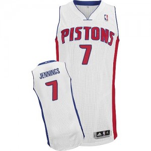 Detroit Pistons #7 Adidas Home Blanc Authentic Maillot d'équipe de NBA Peu co?teux - Brandon Jennings pour Homme