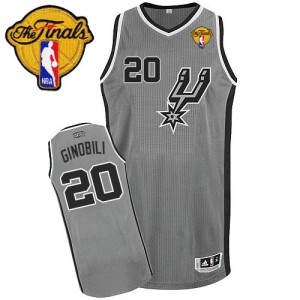 Maillot NBA Gris argenté Manu Ginobili #20 San Antonio Spurs Alternate Finals Patch Authentic Homme Adidas
