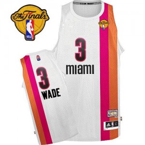 Miami Heat #3 Adidas ABA Hardwood Classic Finals Patch Blanc Authentic Maillot d'équipe de NBA en ligne pas chers - Dwyane Wade pour Homme