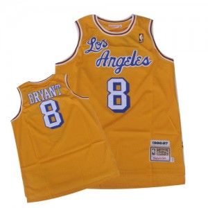 Maillot NBA Authentic Kobe Bryant #8 Los Angeles Lakers Throwback Crabbed Letter Or - Homme