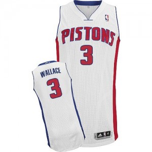Maillot NBA Authentic Ben Wallace #3 Detroit Pistons Home Blanc - Homme