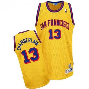Golden State Warriors Wilt Chamberlain #13 Throwback San Francisco Authentic Maillot d'équipe de NBA - Or pour Homme