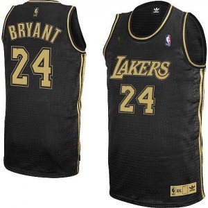 Maillot NBA Noir / Gris No. Kobe Bryant #24 Los Angeles Lakers Champions Patch Swingman Homme Adidas
