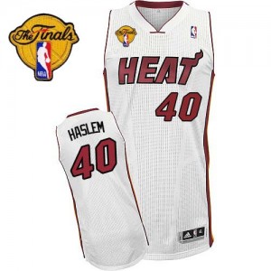 Maillot NBA Blanc Udonis Haslem #40 Miami Heat Home Finals Patch Authentic Homme Adidas