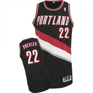 Portland Trail Blazers Clyde Drexler #22 Road Authentic Maillot d'équipe de NBA - Noir pour Homme