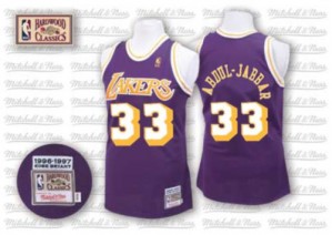 Maillot NBA Los Angeles Lakers #33 Kareem Abdul-Jabbar Violet Mitchell and Ness Authentic Throwback - Homme