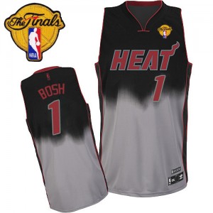 Maillot Authentic Miami Heat NBA Fadeaway Fashion Finals Patch Gris noir - #1 Chris Bosh - Homme