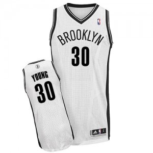Maillot Adidas Blanc Home Authentic Brooklyn Nets - Thaddeus Young #30 - Femme