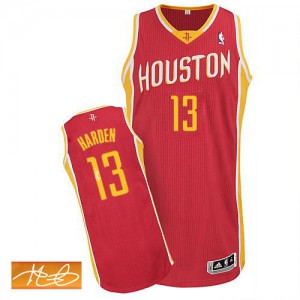 Maillot NBA Rouge James Harden #13 Houston Rockets Alternate Autographed Authentic Homme Adidas