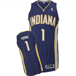 Indiana Pacers Joseph Young #1 Road Authentic Maillot d'équipe de NBA - Bleu marin pour Homme