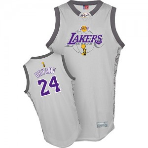 Maillot NBA Los Angeles Lakers #24 Kobe Bryant Gris Adidas Authentic 2010 Finals Commemorative - Homme
