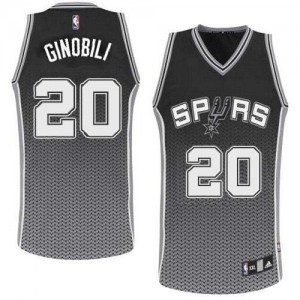 Maillot NBA Noir Manu Ginobili #20 San Antonio Spurs Resonate Fashion Authentic Homme Adidas