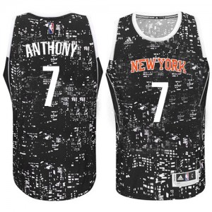 Maillot Authentic New York Knicks NBA City Light Noir - #7 Carmelo Anthony - Homme