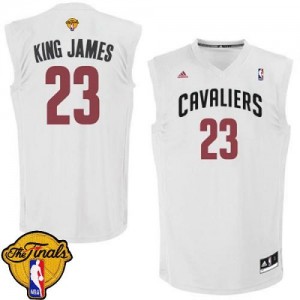 Maillot NBA Cleveland Cavaliers #23 LeBron James Blanc Adidas Authentic King James 2015 The Finals Patch - Homme