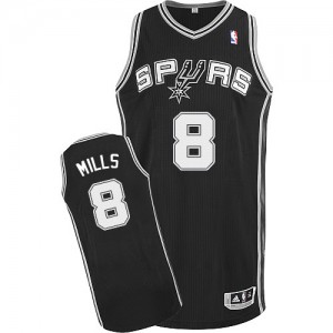 Maillot NBA Noir Patty Mills #8 San Antonio Spurs Road Authentic Homme Adidas