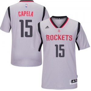 Houston Rockets #15 Adidas Alternate Gris Authentic Maillot d'équipe de NBA prix d'usine en ligne - Clint Capela pour Homme