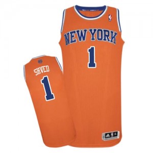 Maillot NBA New York Knicks #1 Alexey Shved Orange Adidas Authentic Alternate - Homme